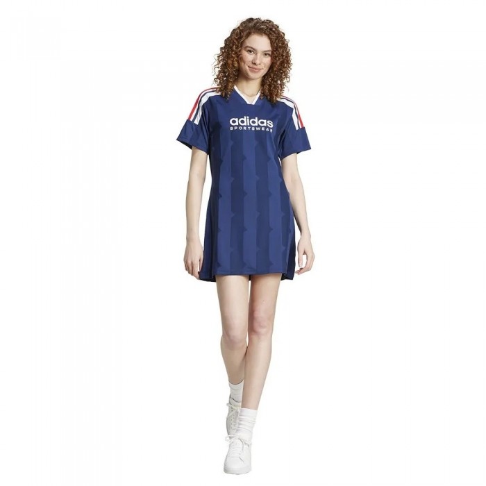 [해외]아디다스 Tiro Cut 3 Stripes Jacquard Tee 드레스 141129521 Team Navy Blue 2 / White / Better Scarlet