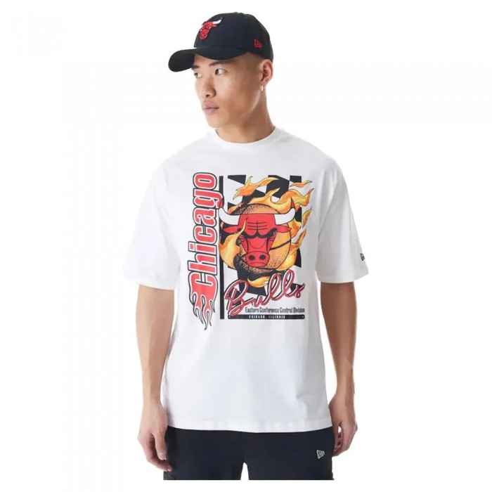 [해외]뉴에라 NBA Flame Print Oversized Chicago Bulls 반팔 티셔츠 141414800 White