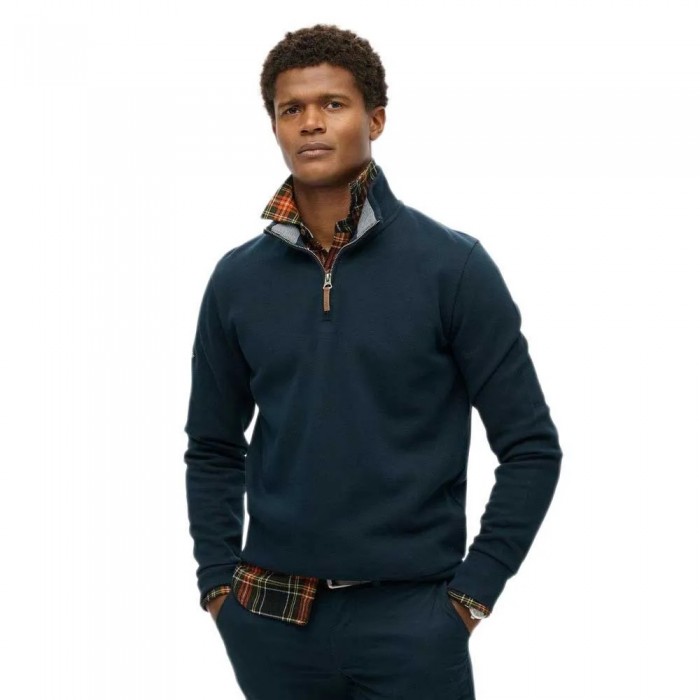 [해외]슈퍼드라이 Core Pique Henley 하프 지퍼 스웨터 141483706 Eclipse Navy