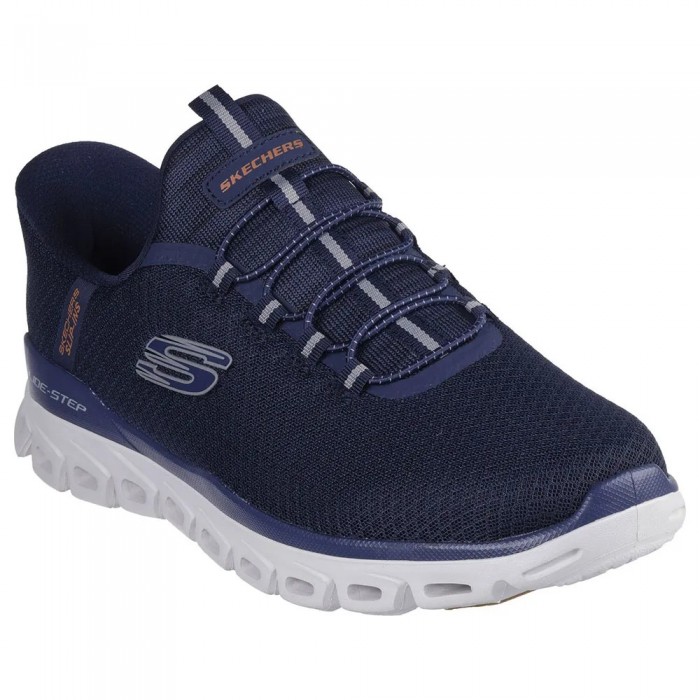 [해외]스케쳐스 Glide Step 끈없는 운동화 141550218 Navy Mesh / Pu