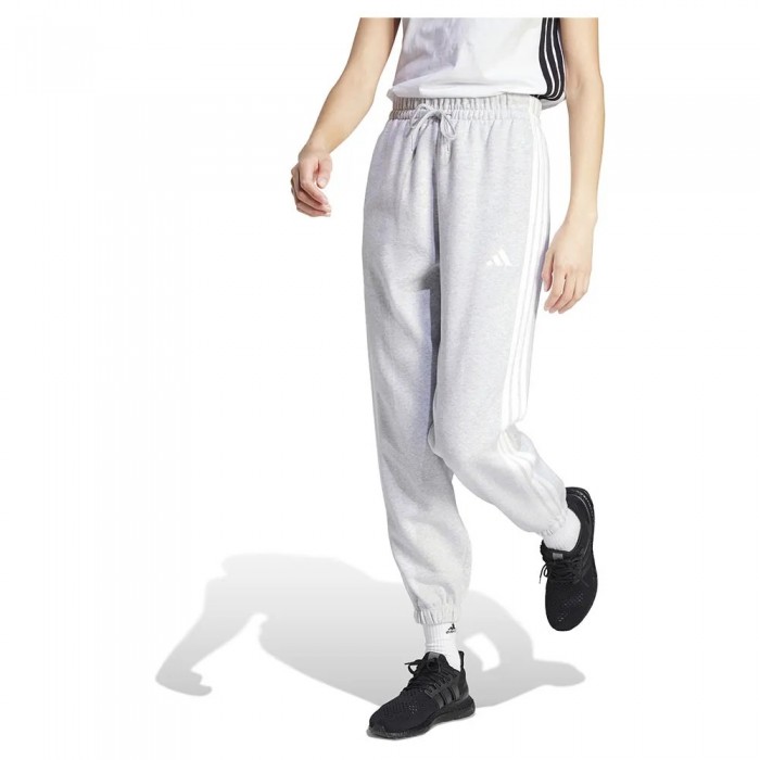 [해외]아디다스 Essentials 3 Stripes 플리스 Loose Fit 조거팬츠 141566295 Light Grey Heather / White