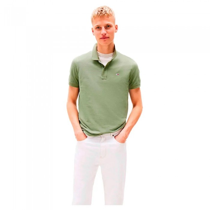 [해외]타미 진 Placket Slim Fit 반팔 폴로 셔츠 141679414 Aruba Green