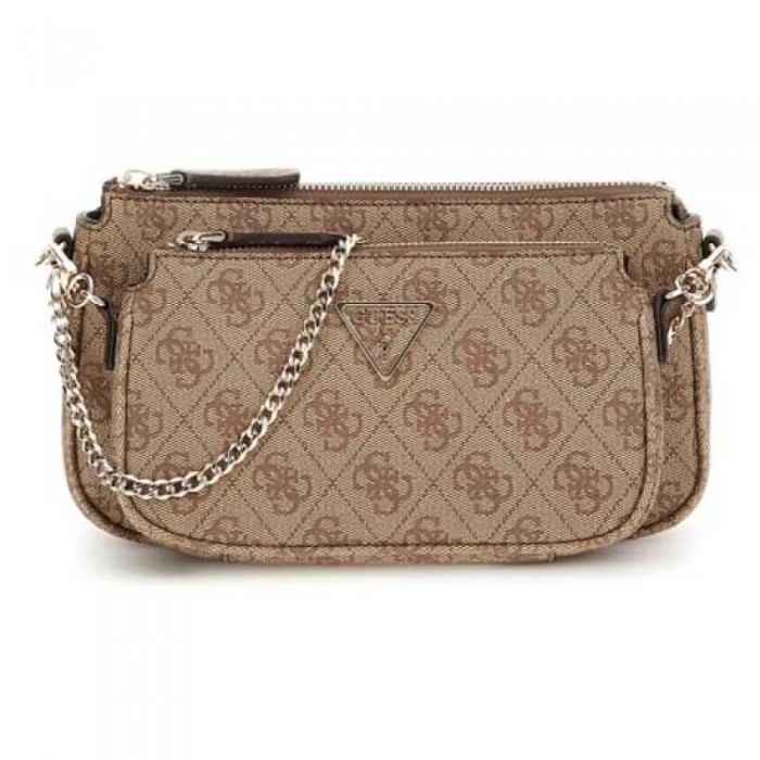 [해외]GUESS Noelle Dbl Pouch 숄더백 141626217 Latte Logo / Brown