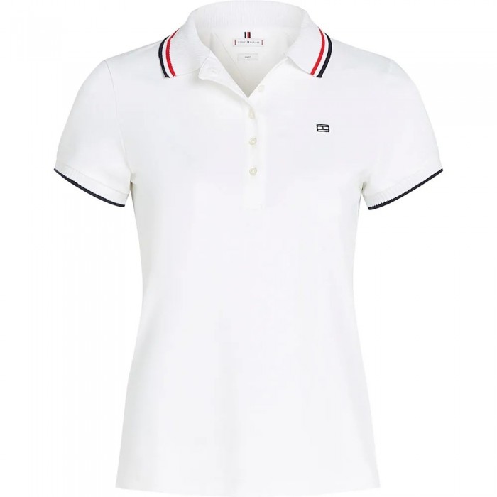 [해외]타미힐피거 Sporty Slim Fit 반팔 폴로 셔츠 141679061 TH Optic White