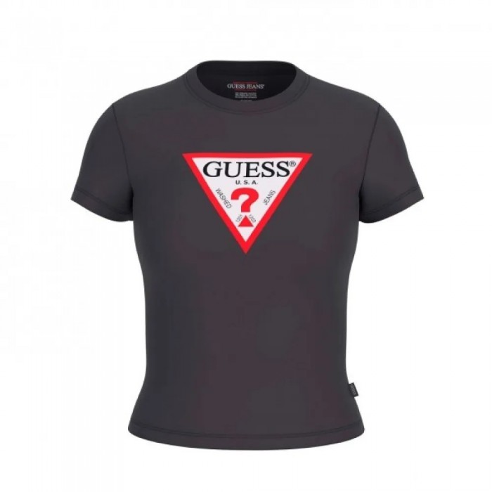 [해외]GUESS JEANS Gj Cn Slim Iconic 반팔 티셔츠 141631526 Jet Black A996