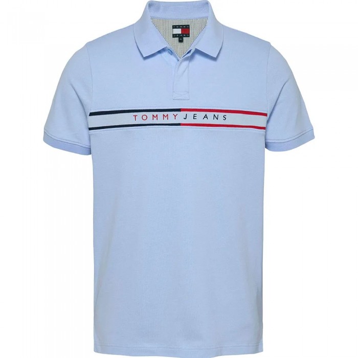 [해외]타미 진 Chest Flag Slim Fit 반팔 폴로 셔츠 141679315 Sweet Blue