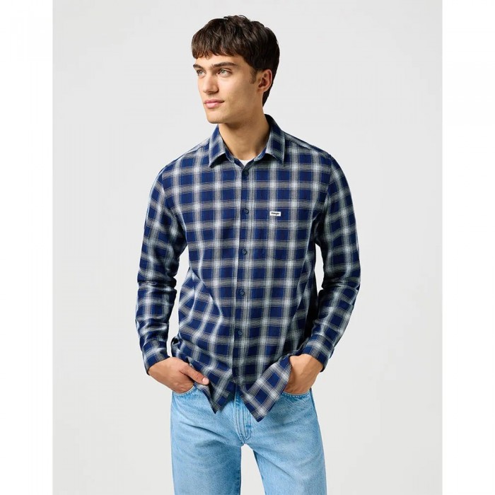 [해외]랭글러 1 Pkt 긴팔 셔츠 141644889 Indigo Plaid