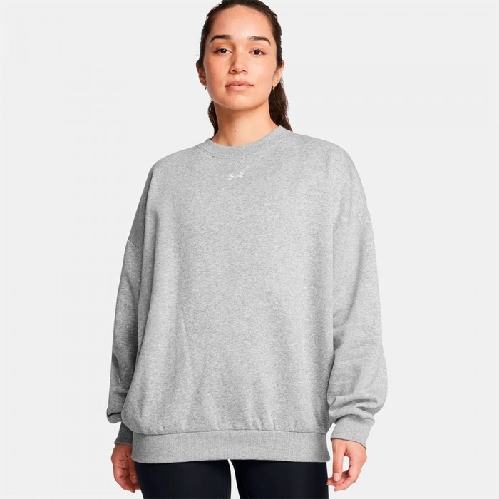 [해외]언더아머 Rival 플리스 Oversized 스웨트셔츠 7141021570 Mod Gray Light Heather / White