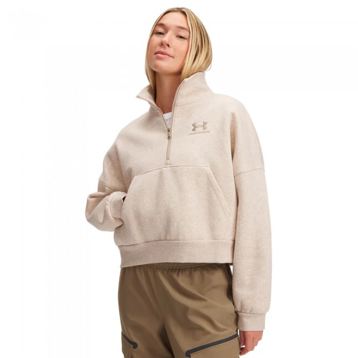 [해외]언더아머 Icon 플리스 Oversized 하프 지퍼 스웨트셔츠 7141496520 City Khaki / City Khaki