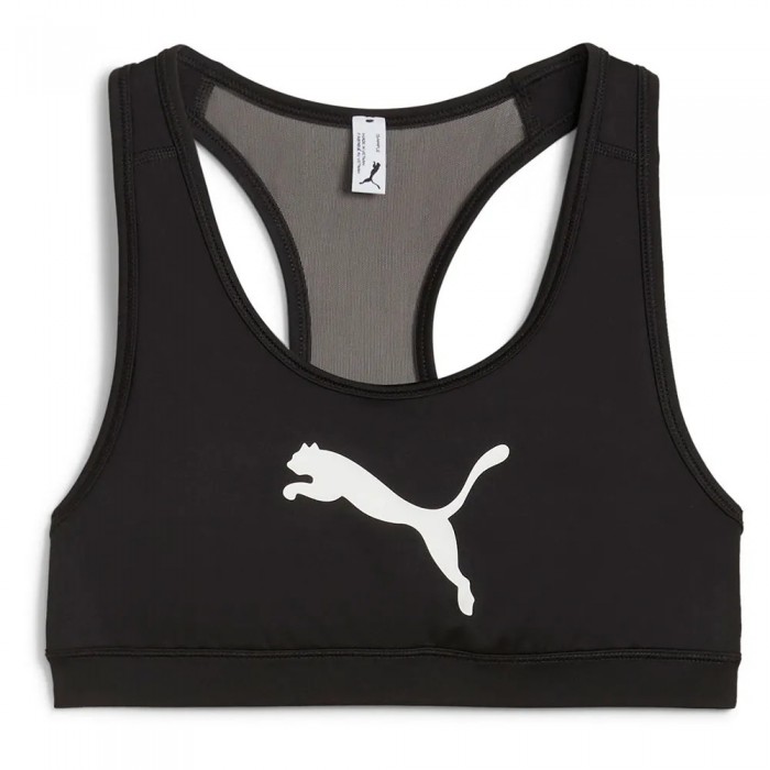 [해외]푸마 4Keeps 미디엄 임팩트 스포츠 브라 7141725412 Puma Black / Big White Cat