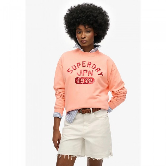 [해외]슈퍼드라이 Embellished Varsity Loose 스웨트셔츠 141663162 Peach Amber