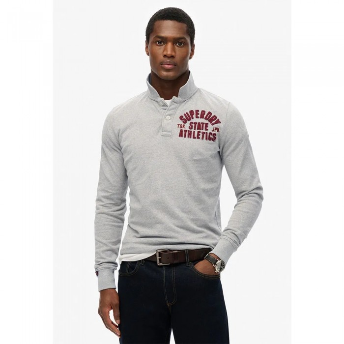 [해외]슈퍼드라이 Vintage Athletic 긴 소매 폴로 141663733 Vintage Sweat Grey Marl