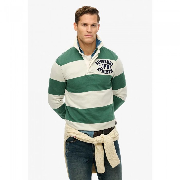 [해외]슈퍼드라이 Vintage Athletic Rugby 긴 소매 폴로 141663736 Green Stripe