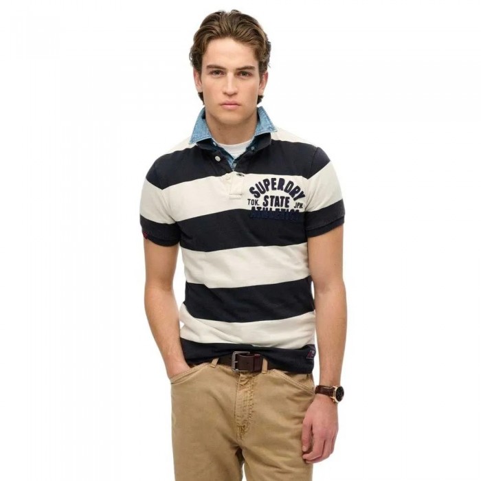 [해외]슈퍼드라이 Vintage Athletic 반팔 폴로 셔츠 141663738 Navy Hoop Stripe