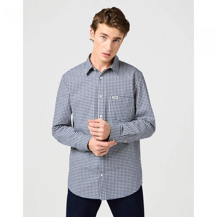 [해외]랭글러 1 Pkt 긴팔 셔츠 141644893 Navy Gingham