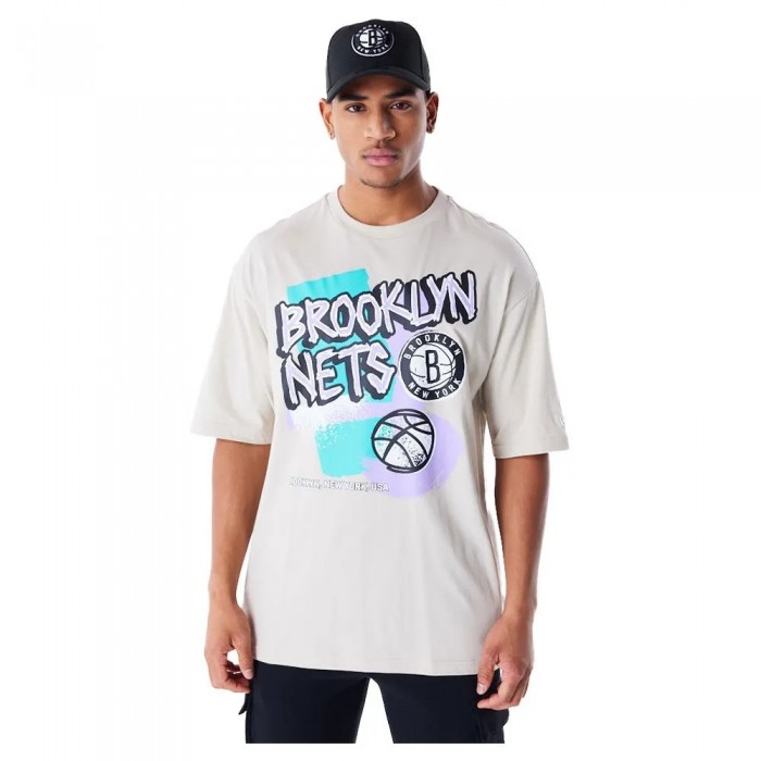 [해외]뉴에라 Retro Graphic Brooklyn Nets 반팔 티셔츠 141118895 Light Beige