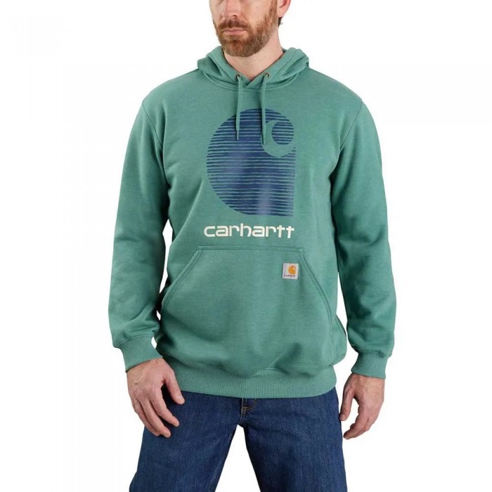 [해외]칼하트 레인 Defender C Logo Graphic 후드티 139816168 Slate Green Heather