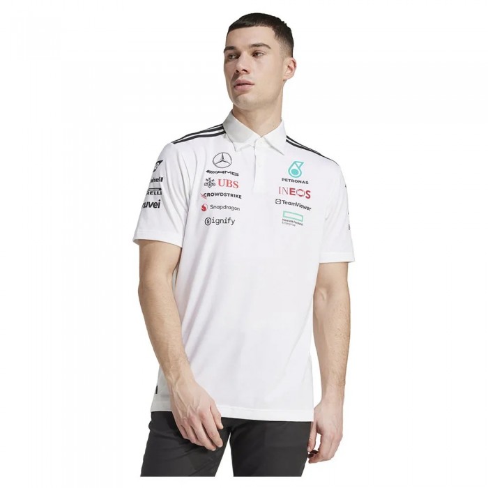 [해외]아디다스 Mercedes TM AMG Petronas F1 팀 반팔 폴로 셔츠 141516497 White Melange / Black